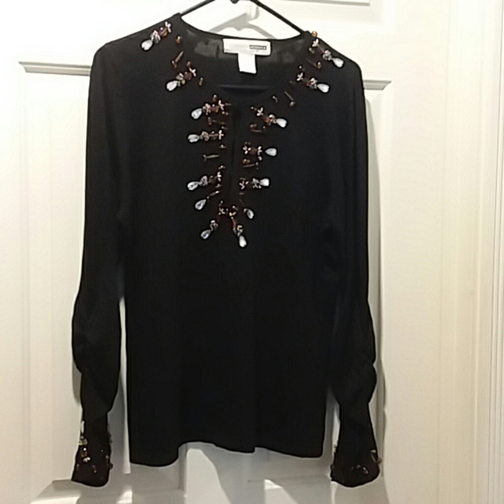 Sweater with bead trim